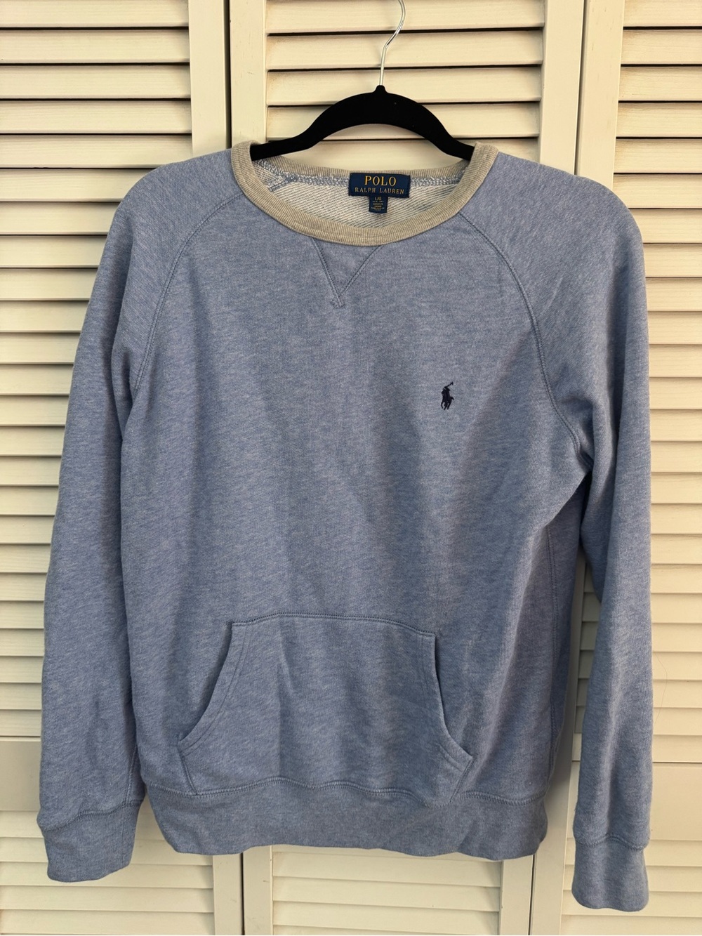 Polo Ralph Lauren Boys’ L (14–16) Light Blue Crewneck Sweatshirt